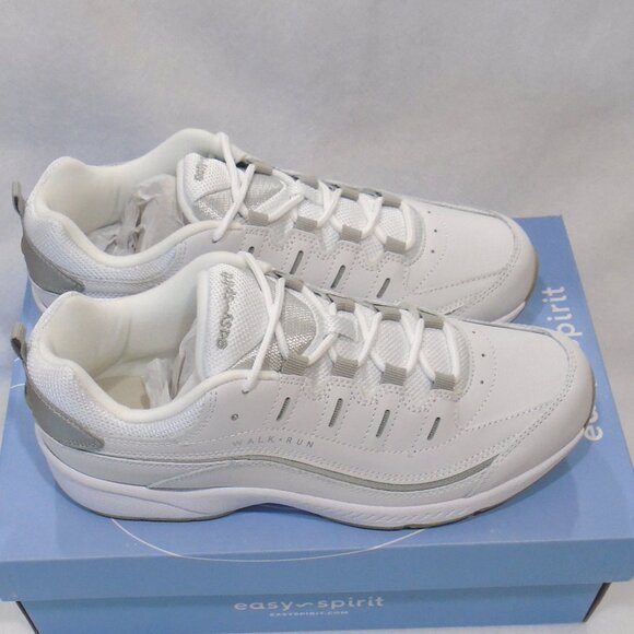 EASY SPIRIT size 9W Romy Walking Shoes White/Light Gray Leather - Picture 1 of 5